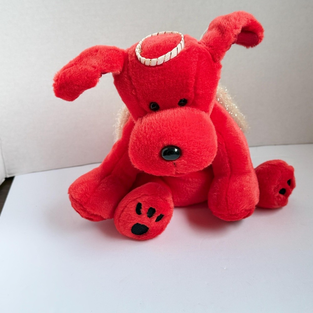 Vintage Petco Angel Halo Red Ruff Dog Plush Paw Pals Stuffed Animal Tags Yr2000